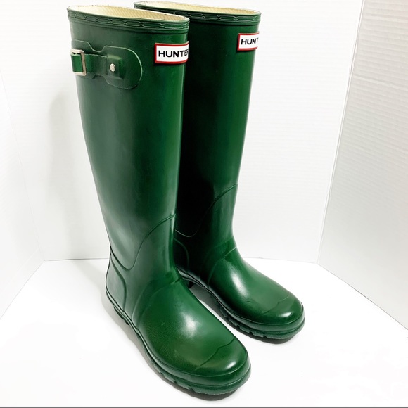 Hunter Shoes - Hunter Tall Dark Green Rain boots Womans 9